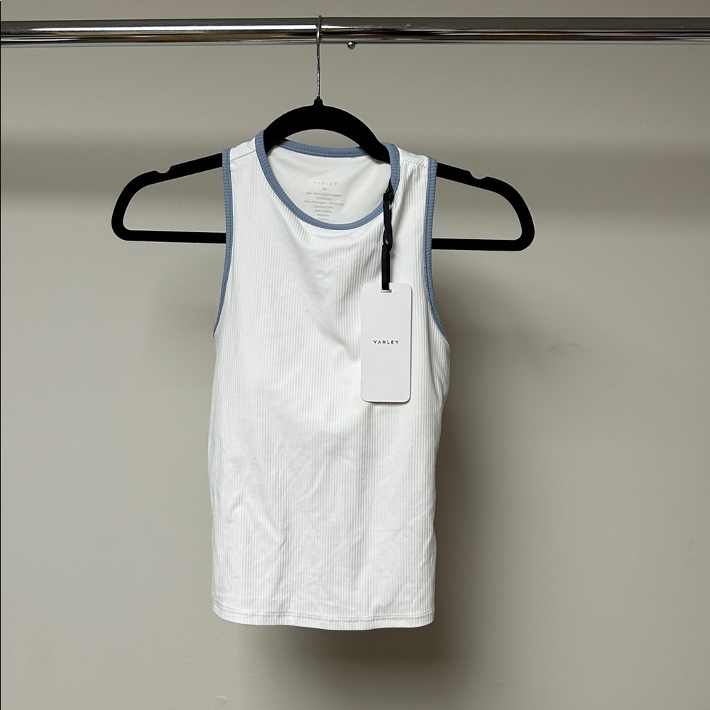 Varley agneta performance tank white/blue rain